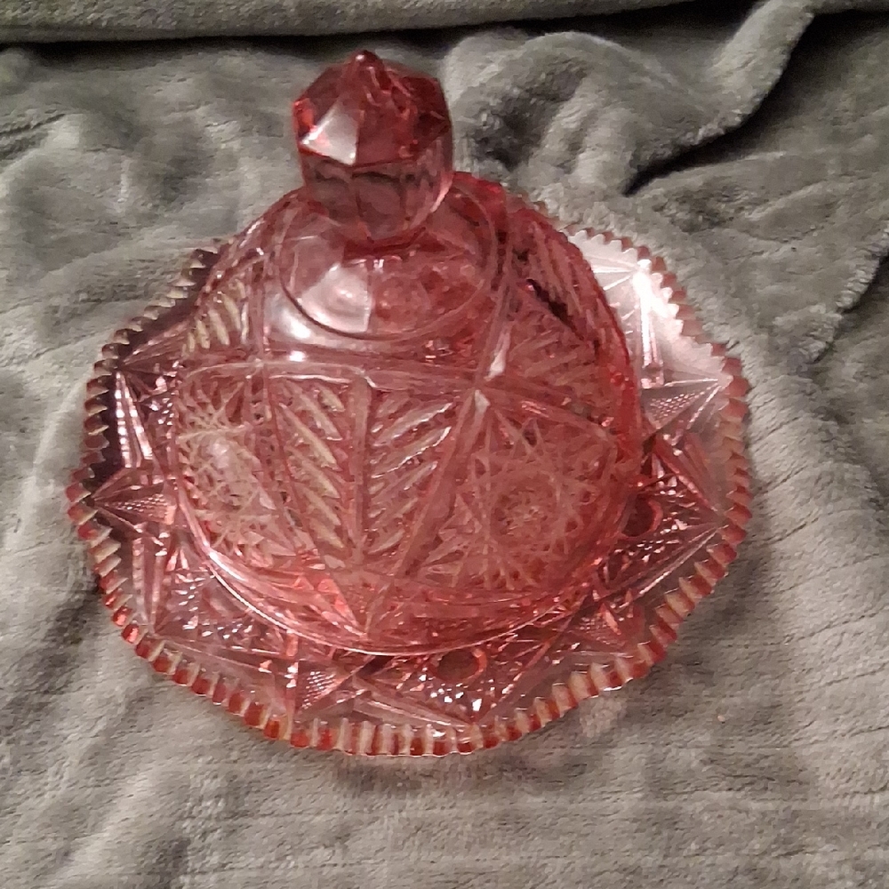 Viking Dazele HOBART Pink Glass Butter Dish
